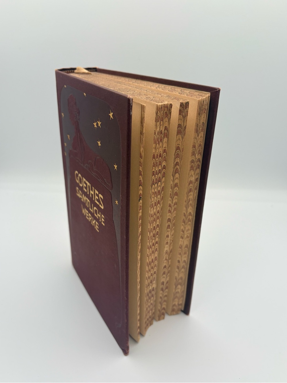 Antique 1910 Goethes Sämtliche Werke Hardcover Book - Burgundy with Gold Accents - Picture 6 of 9